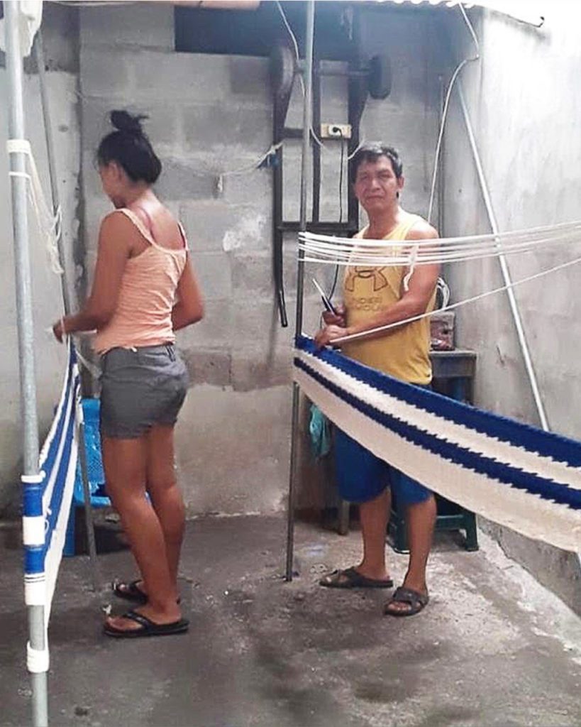 Our partner craftsmen weaving fisherman's net hammock in Escuintla