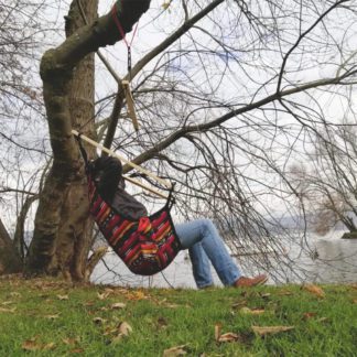 Fabric hanging-chair in mayan huipil - park in Guatemala city