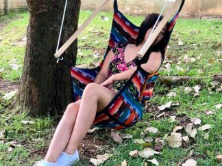 Fabric hanging-chair in mayan huipil - park in Guatemala city
