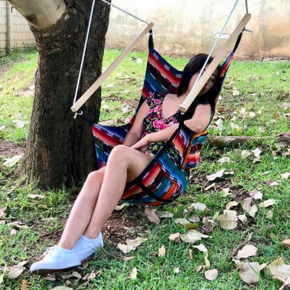 Fabric hanging-chair in mayan huipil - park in Guatemala city