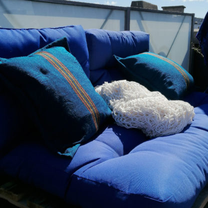 deep blue cushion - two sofa rooftop - zurich