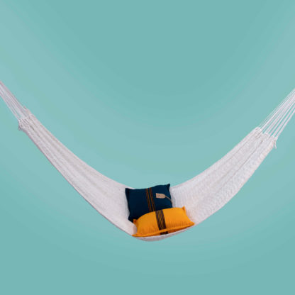 Studio picture of white large net hammock