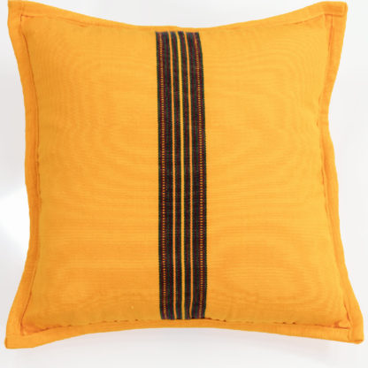 Yellow mayan cushion - handwoven on wooden looms - close up