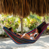 Multicolor Hammock_Two girls laughing Paredon Sideview Mayan Rainbow colors large
