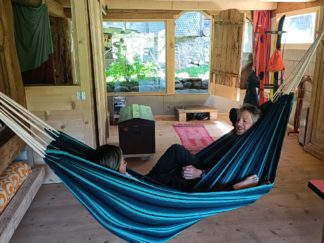 Large Mayan Fabric hammock green shades_Pays d_Enhaut 05/2024