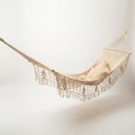 Traumfänger – Netzhängematte mit Holzstäben | Beige (Handgewebt)