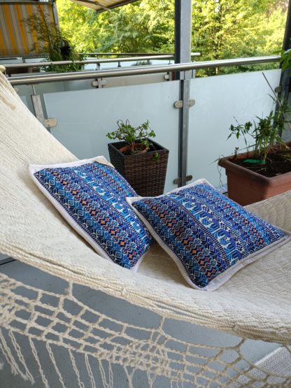 cushion cover huipil maya blue birds