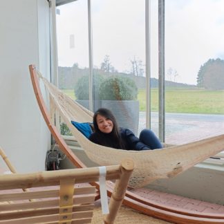 support et hamac pack hamac sur pied - l beige filet avec latino relax xl