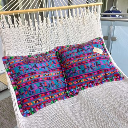 pair of cushion covers in huipil - thicker birds