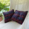 pair of cushion covers in huipil - thicker birds - design and cultur
