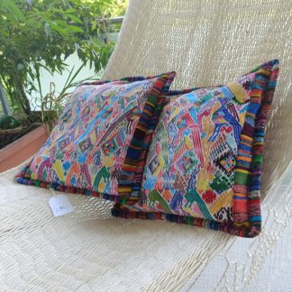 Huipil Pink Yellow Cushion Cover in huipil