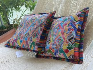Huipil Pink Yellow Cushion Cover in huipil