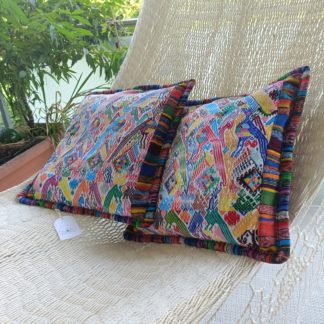 Huipil Pink Yellow Cushion Cover in huipil