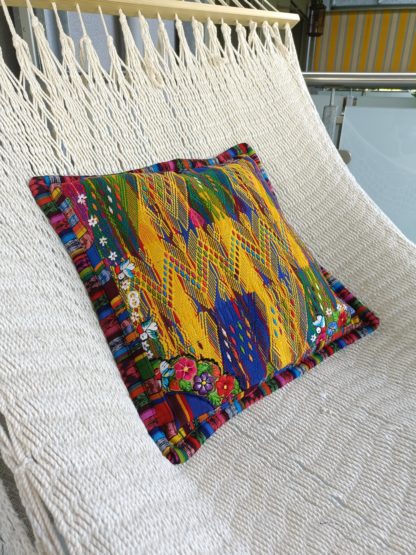 Embroidered Cushion cover in huipil - sideview