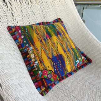 Embroidered Cushion cover in huipil - sideview