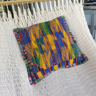 Kissenbezug in mayan huipil - Blau Gelb - cover