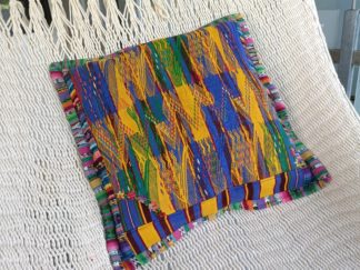 Kissenbezug in mayan huipil - Blau Gelb - cover