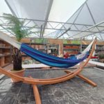 Stoff-Hängematte Türkisblau mit Holzgestell Latino Relax XL