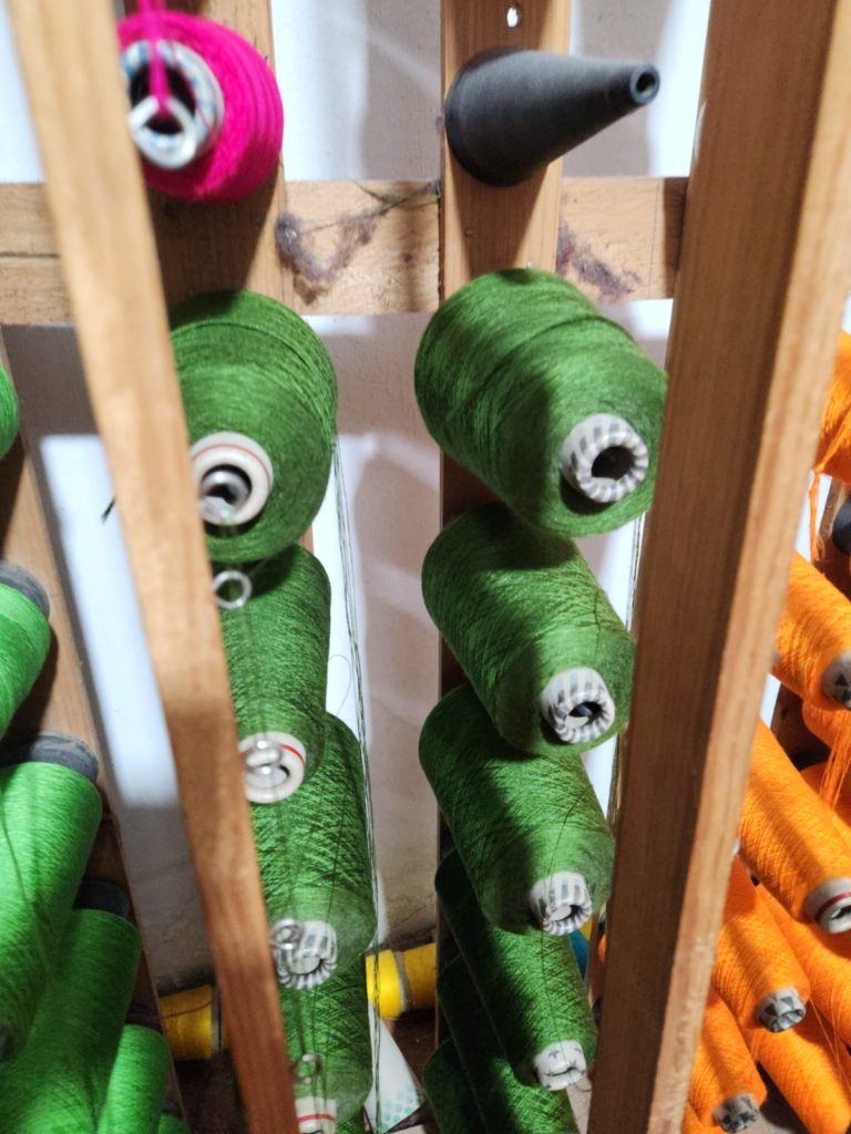 Threads of colors used for mayan hammock, before the loom preparation