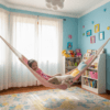 pink net hammock for kids - girls room - cotton