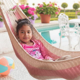 pink net hammock for kids - girls - 100% cotton