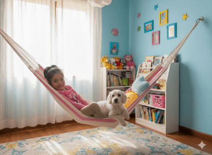 net hammock for kids - pink - room