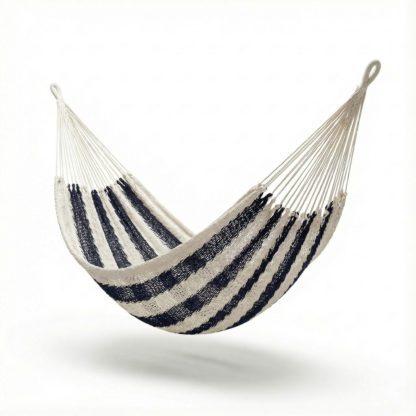 XL Net hammock with navy blue band - Studio Shooting - Handmade Yucatan Style