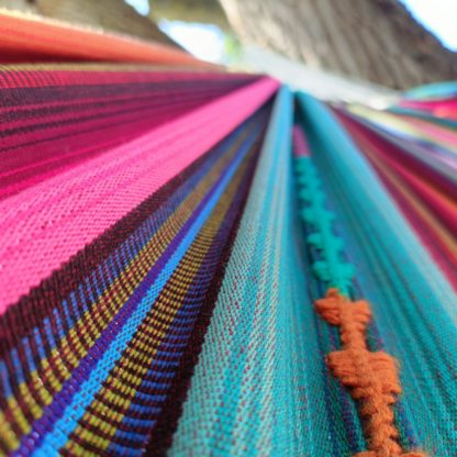 Multicolor Mayan Hammock closeup on stitches – Zurich lake 2026 Poly-multi